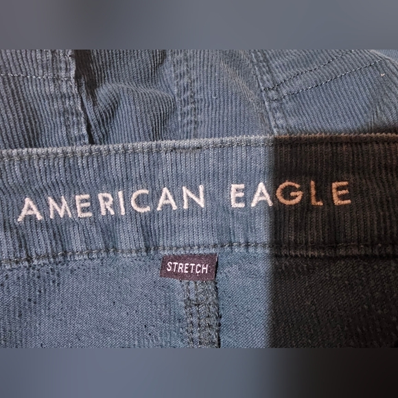 American Eagle Super Hi-Rise Flare Corduroy Pants Teal Blue Size 12 Regular - Picture 5 of 7